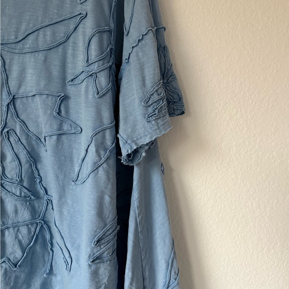 Free People We The Free Blooming Tee Top Dropped Shoulders Blue High - Picture 11 of 14